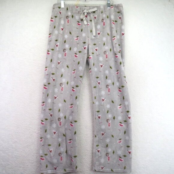 Daydream By Berkshire Pajama Pants Womens Size XL Holiday Cocktail Gray Fleece - Picture 1 of 9